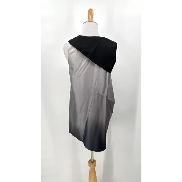 NARCISO RODRIGUEZ Tunic Dress Womens XS Gray Black Ombre Silk Asymmetrical Mini - Picture 3 of 16